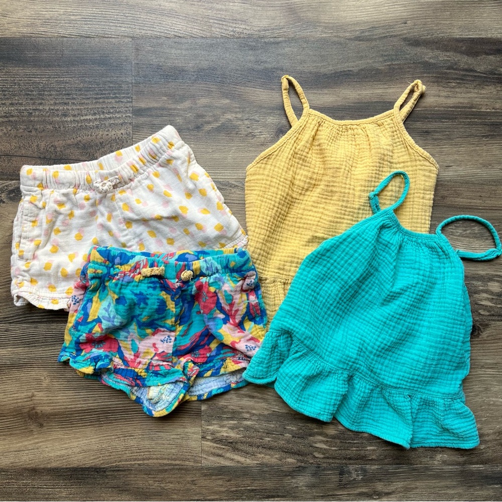 Cat & Jack Four Piece Linen tops and bottoms 2T